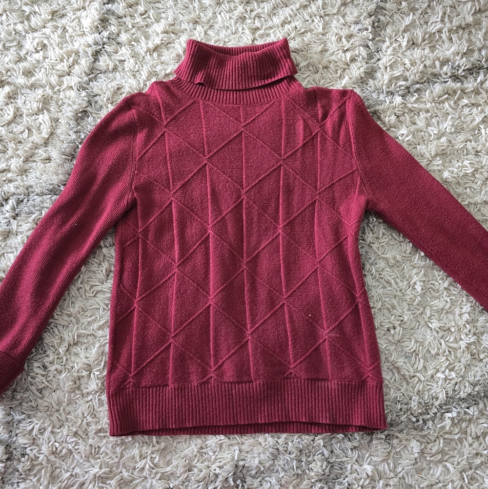 Women's Burgundy Turtleneck Sweater